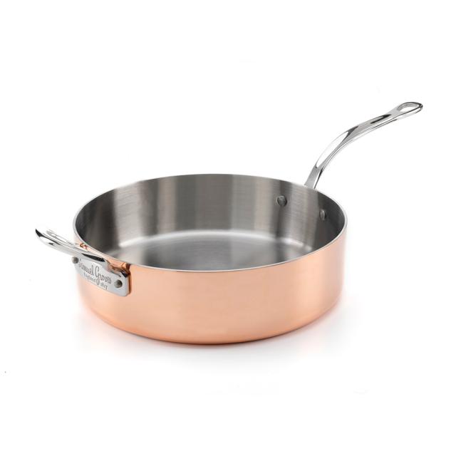 Traktørpande i kobber med låg 26 cm