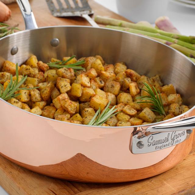 Traktørpande i kobber med låg 26 cm