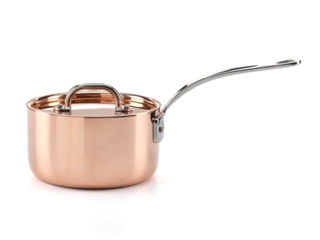 Kasserolle i kobber med låg 1,5 l